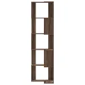 Bibliothèque d'angle à 5 niveaux chêne marron bois d'ingénierie