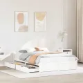 Cadre de lit sans matelas blanc 120x190 cm bois de pin massif