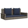 Banc à bascule avec coussins Gris 119 x 56 x 48 cm Résine tressée