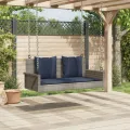 Banc à bascule avec coussins Gris 119 x 56 x 48 cm Résine tressée