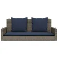Banc à bascule avec coussins Gris 119 x 56 x 48 cm Résine tressée