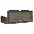Banc à bascule avec coussins Gris 119 x 56 x 48 cm Résine tressée