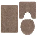 Ensemble de 3 tapis de bain  Marron en polypropylène antidérapant