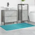 Tapis de bain rectangulaire turquoise 70x120 cm en polypropylène antidérapant