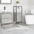 Ensemble de 3 Tapis de Bain Gris Polypropylène Antidérapant