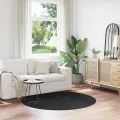 Tapis Shaggy avec support en latex Gris foncé ø160 cm