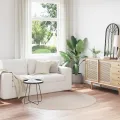 Tapis shaggy  avec support en latex Crème ø160 cm