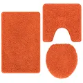 Set de 3 Tapis de Bain  Orange en Polypropylène Antidérapants