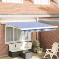 Store Rétractable Automatique Bleu et Blanc 300x250 cm