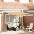 Auvent rétractable manuel avec rayures multicolores LED 350x250 cm
