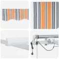 Auvent rétractable automatique avec rayures multicolores LED 500x300 cm