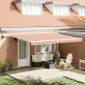 Store rétractable manuel avec rayures multicolores LED 450x300 cm
