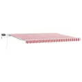 Store rétractable manuel avec LED Rayures rouges et blanches 450x300 cm