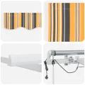 Auvent rétractable automatique avec rayures multicolores LED 500x350 cm