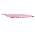 Store rétractable automatique LED rayé rouge et blanc 450x300 cm