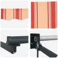 Auvent rétractable manuel orange et rouge 350x250 cm