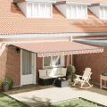 Auvent rétractable auto avec rayures multicolores LED 450x350 cm