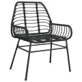 Ensemble à manger de jardin 7pcs noir poly rotin verre