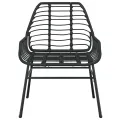 Ensemble à manger de jardin 7pcs noir poly rotin verre