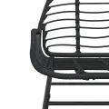 Ensemble à manger de jardin 7pcs noir poly rotin verre