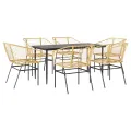 Ensemble à manger jardin 7pcs marron rpoly otin verre