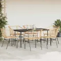 Ensemble à manger jardin 7pcs marron rpoly otin verre