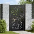 Portail de jardin noir 105x155 cm acier conception de vagues