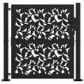 Portail de jardin noir 105x106 cm acier conception de feuilles