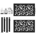 Portail de jardin noir 105x106 cm acier conception de feuilles