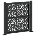 Portail de jardin noir 105x106 cm acier conception de feuilles