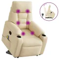 Fauteuil inclinable de massage Crème Tissu