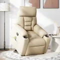 Fauteuil inclinable de massage Crème Tissu