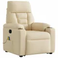 Fauteuil inclinable de massage Crème Tissu