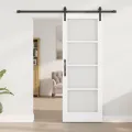 Porte coulissante  avec ensemble de quincaillerie 'ORKDAL'Bois massif blanc et verre