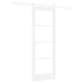 Porte Coulissante  avec Matériel 'ORKDAL'Blanc Bois Massif & Verre