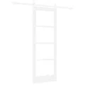 Porte Coulissante  avec Matériel 'ORKDAL'Blanc Bois Massif & Verre