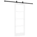 Porte Coulissante  avec Kit de Quincaillerie 'ORKDAL'Bois Massif Blanc & Verre