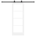 Porte Coulissante  avec Kit de Quincaillerie 'ORKDAL'Bois Massif Blanc & Verre