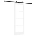 Porte Coulissante  avec Kit de Quincaillerie 'ORKDAL'Bois Massif Blanc & Verre