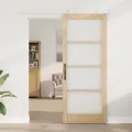Porte Coulissante  avec Kit de Quincaillerie 'ORKDAL'Bois Massif & Verre