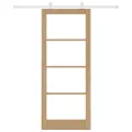 Porte Coulissante  avec Kit de Quincaillerie 'ORKDAL'Bois Massif & Verre