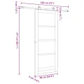 Porte Coulissante  avec Kit de Quincaillerie 'ORKDAL'Bois Massif & Verre