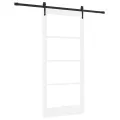 Porte coulissante avec kit de quincaillerie blanche 93x202 cm en bois massif de pin