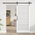 Porte coulissante avec kit de quincaillerie blanche 93x202 cm en bois massif de pin