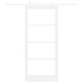 Set de Porte Coulissante  avec Matériel Blanc 93x211 cm Bois Massif Pin
