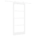 Set de Porte Coulissante  avec Matériel Blanc 93x211 cm Bois Massif Pin