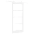Porte Coulissante  avec Matériel Blanc 93x211 cm Bois Massif en Pin
