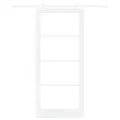Porte Coulissante  avec Matériel Blanc 93x211 cm Bois Massif en Pin