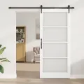 Porte Coulissante  avec Ensemble de Matériel Blanche 93x211 cm Bois Massif de Pin