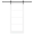 Porte Coulissante  avec Ensemble de Matériel Blanche 93x211 cm Bois Massif de Pin